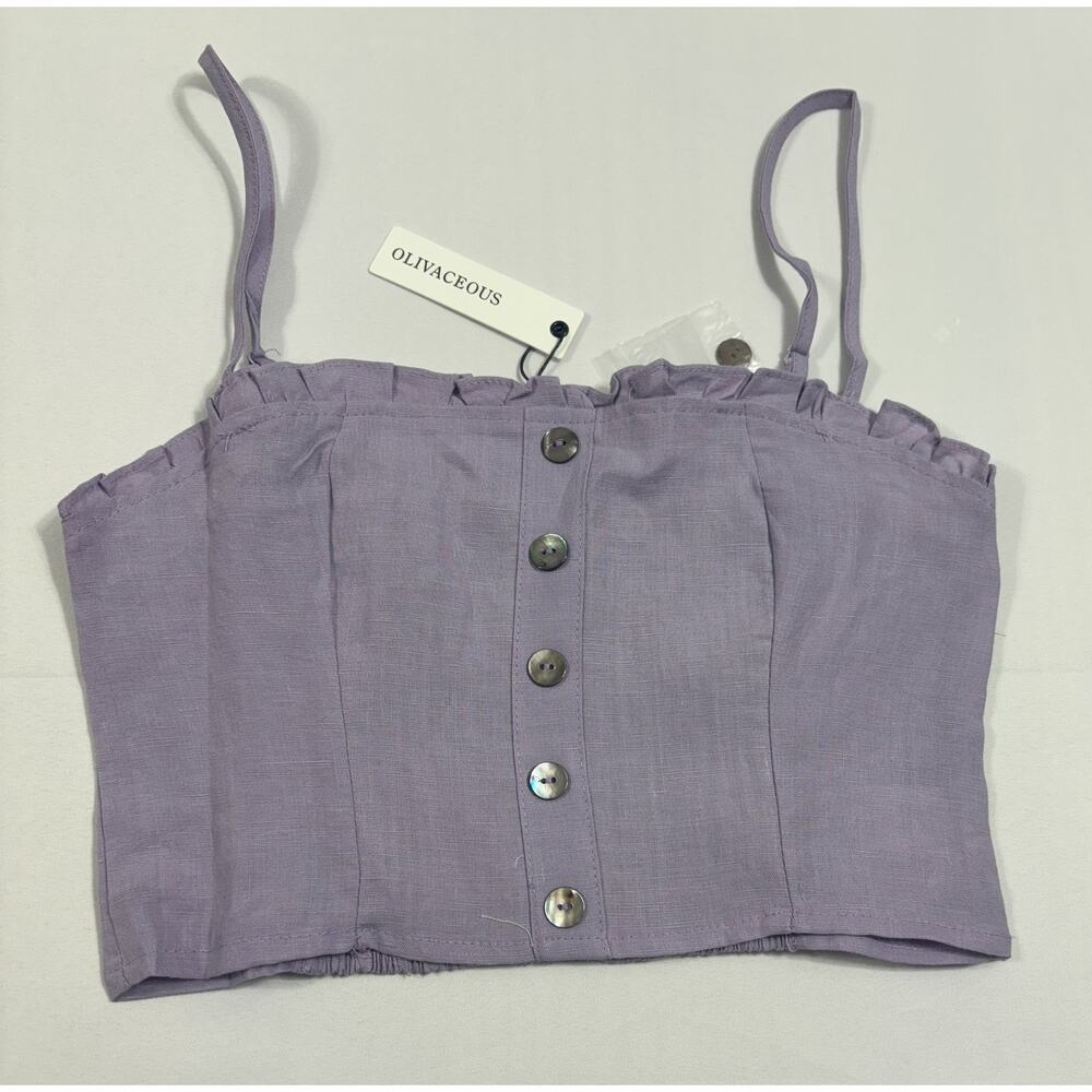 Olivaceous NWT Lavender Button Front Sleeveless Crop Top‎ Size Medium